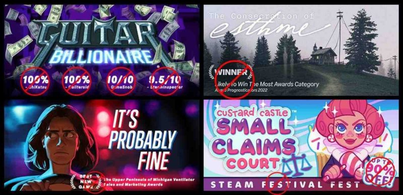 exemplu de bannere pe care Steam nu le mai accepta in urma noului regulament