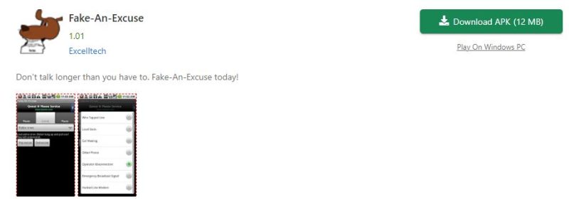 Aplicația Fake An Excuse