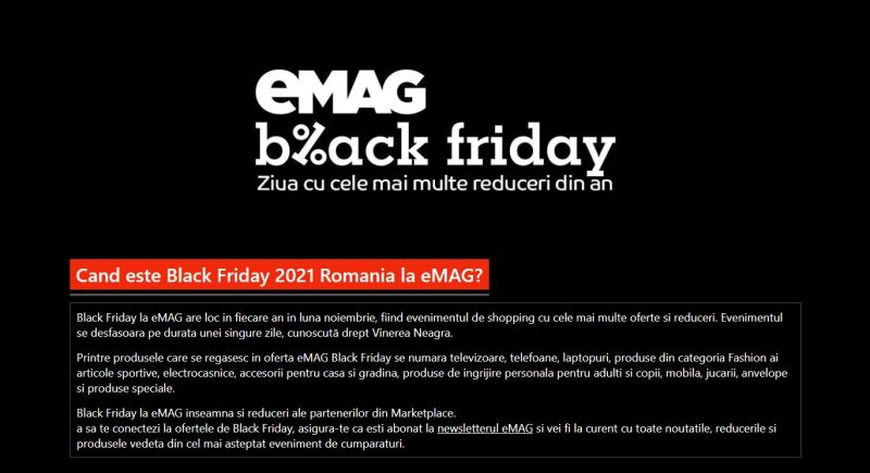 Când este Black Friday 2022? Listă cu site-urile participante și data începerii marilor reduceri 1 Imagine Black Friday la eMAG