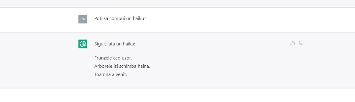 Haiku compus de ChatGPT