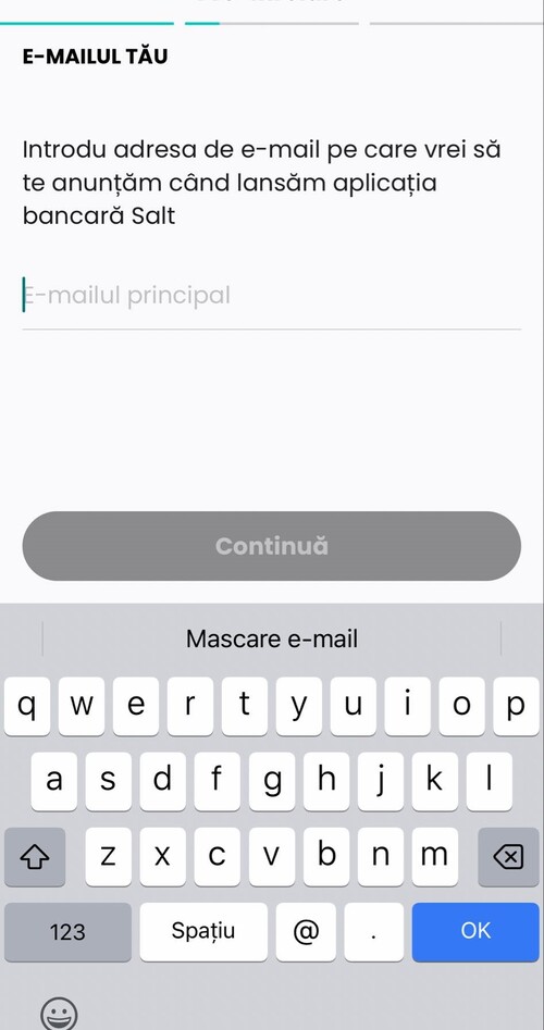Salt Bank confirmarea adresei de email